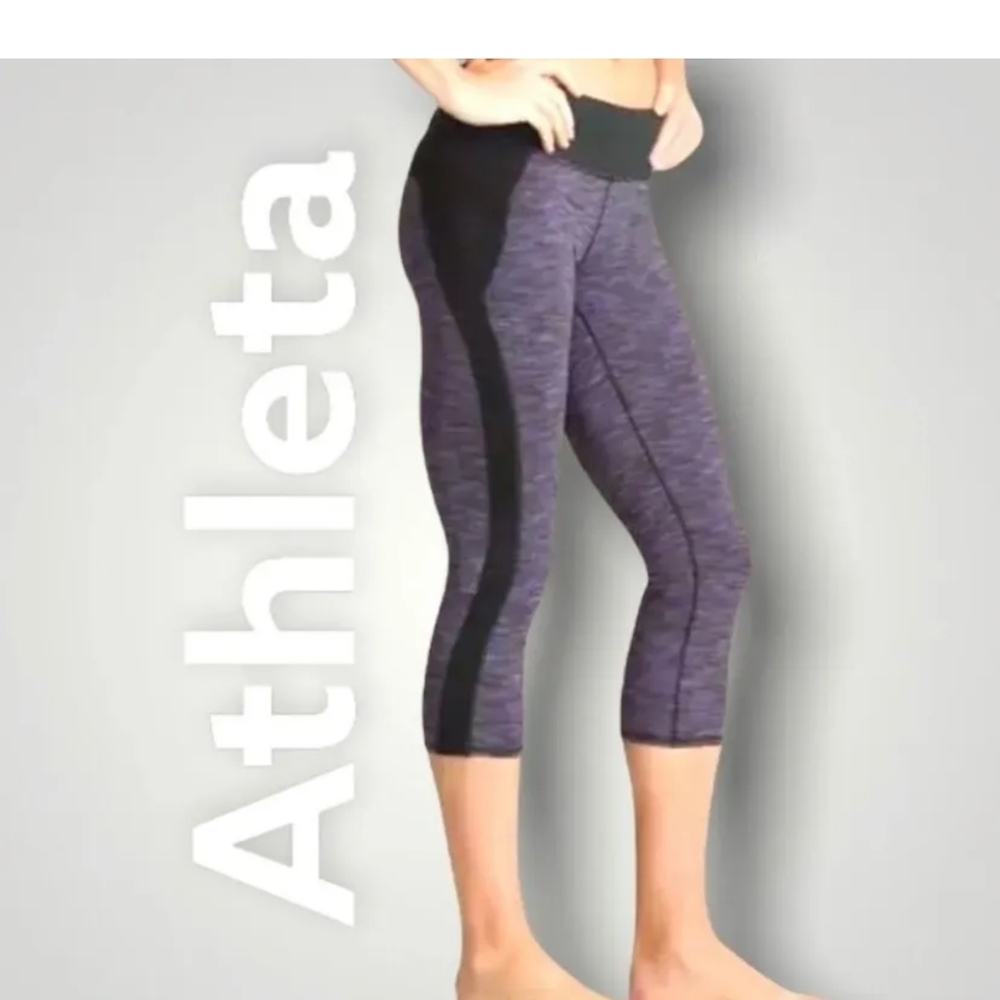 Athleta Tangram Capri Legging Wee Purple Black